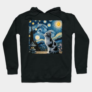 Japanese Bobtail Starry Night Inspired - Artistic Cat Hoodie